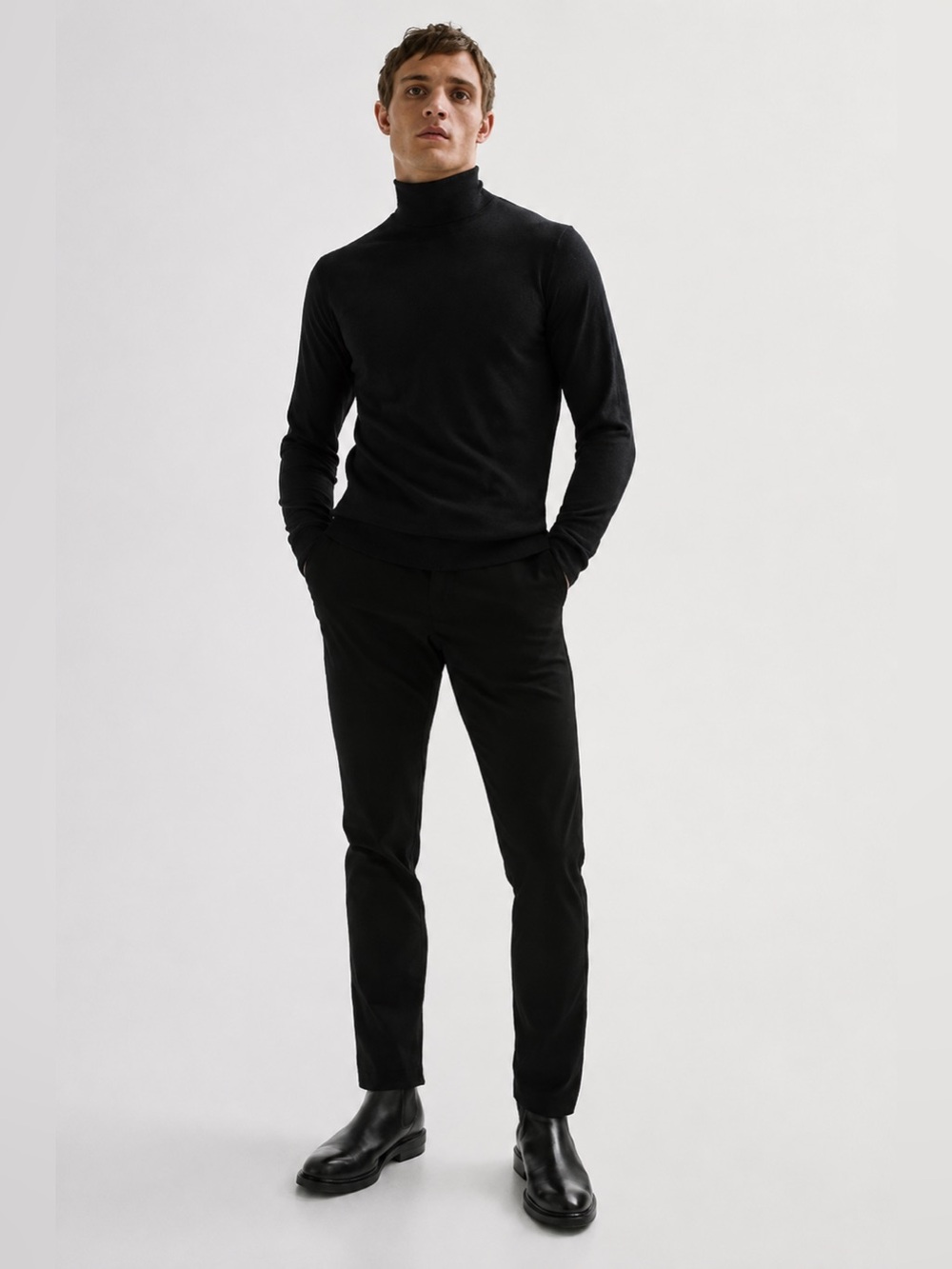 Massimo Dutti NWT Cotton Silk Cashmere Turtleneck Sweater Black Men Size XXL